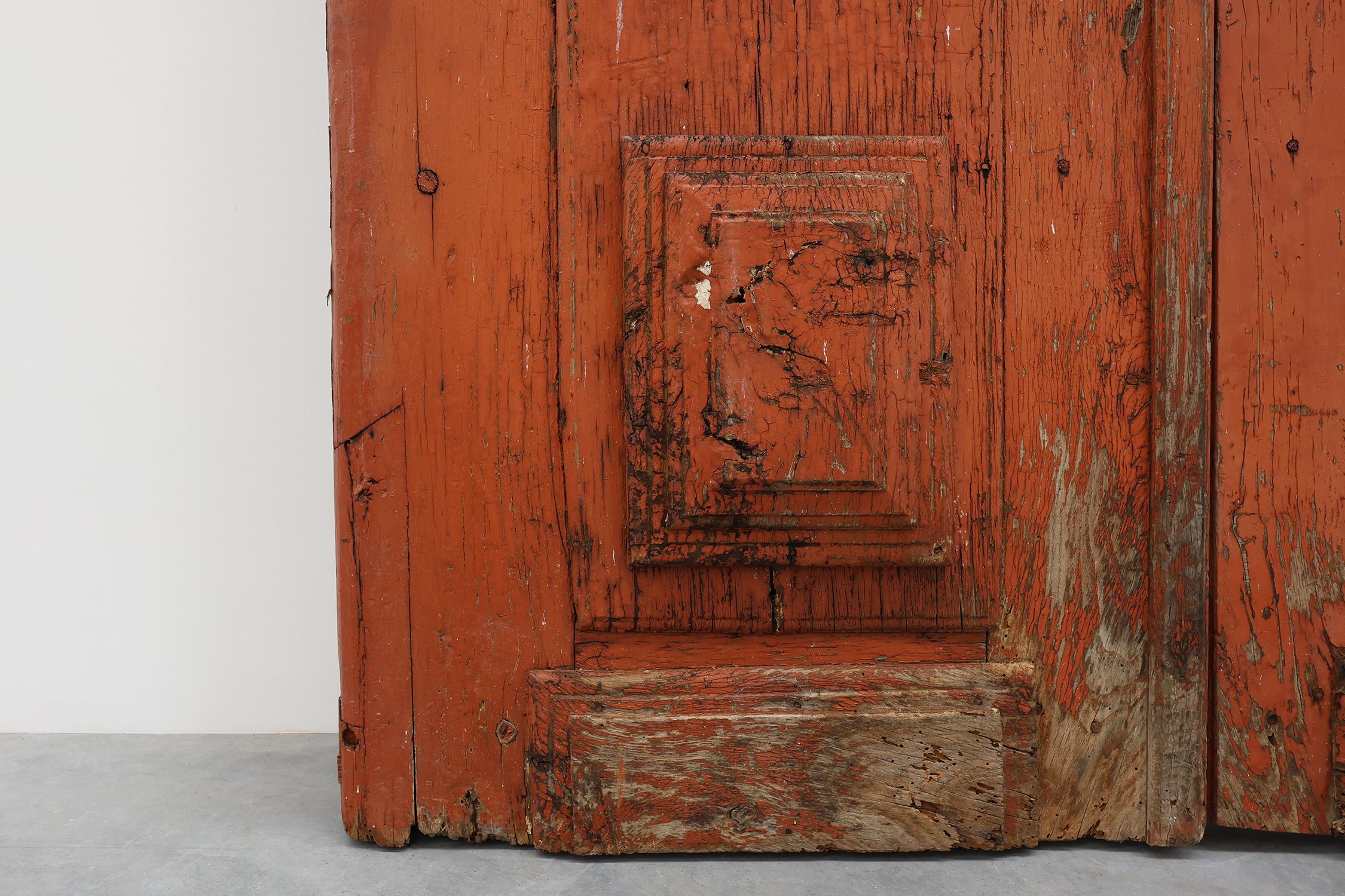 Large 17th century Monastery doors in terracotta lacquered oak, Portugalthumbnail